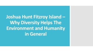 Joshua Hunt Fitzroy Island - Diversity Helps Environment and Humanity in General