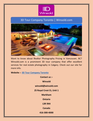 3D Tour Company Toronto | Winsold.com