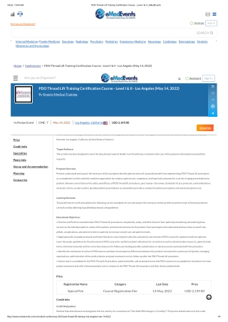 PDO Thread Lift Training Certification Course - Level I & II _ eMedEvents