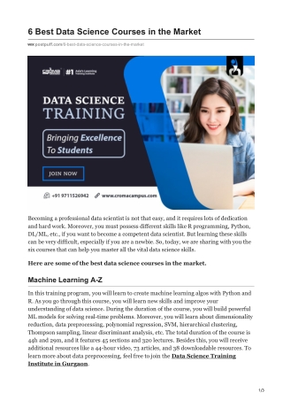 6 Best Data Science Courses in the Market