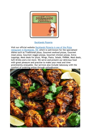 $5 off - Docklands Pizzeria Restaurant Takeaway Menu,VIC