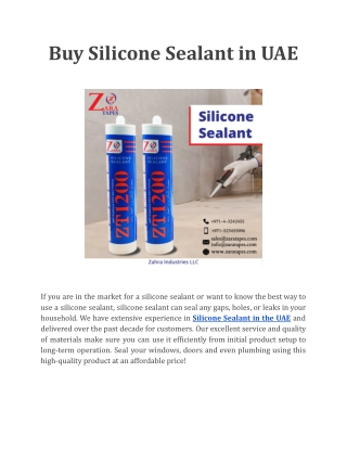 Buy Silicone Sealant in UAE