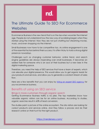 The Ultimate Guide To SEO For Ecommerce Websites