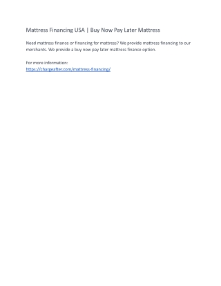 Mattress Financing USA | Buy Now Pay Later Mattress