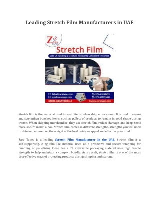 Leading Stretch Film Manufacturers in UAE