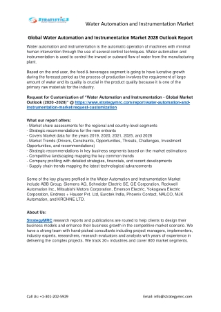 Water Automation and Instrumentation Market Forecasts to 2028