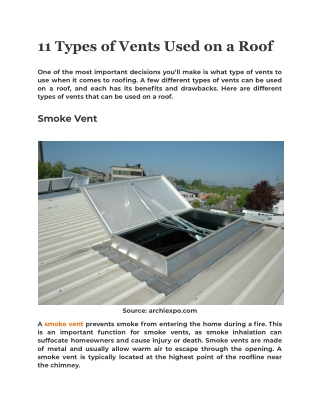 11 Types of Vents Used on a Roof