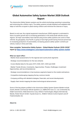 2021 Automotive Safety System Industry Global Analysis Report