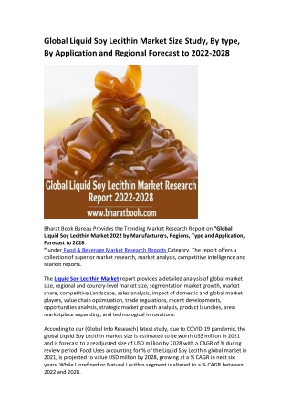 Global Liquid Soy Lecithin Market Research Report 2022-2028