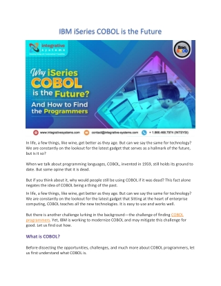 IBM iSeries COBOL is the Future