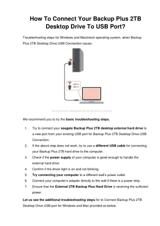 How To Connect Your Backup Plus 2tb Desktop Drive To USB Port?