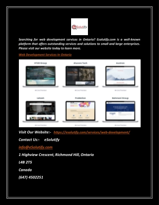 Web Development Services In Ontario | Esolutify.com