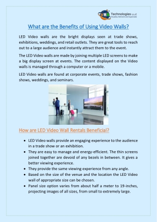 What are the Benefits of Using a Video Walls?