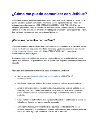 ¿Cómo me puedo comunicar con jetblue?