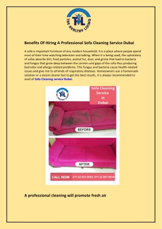 Benefits Of Hiring A Professional Sofa Cleaning Service Dubai