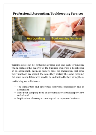 Professional Accounting and Bookkeeping Services provider