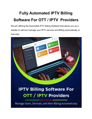 IPTV Billing Software For OTT IPTV Providers