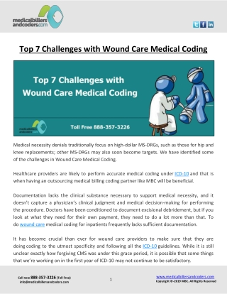 Top 7 Challenges with Wound Care Medical Coding