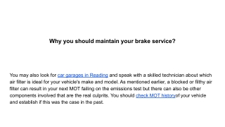 Why you should maintain your brake service_