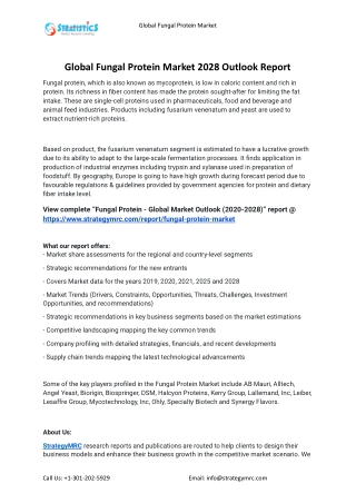 2021 Fungal Protein Industry Global Analysis Report