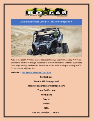 Atv Rental Services Coos Bay | Boxcarhilloregon.com