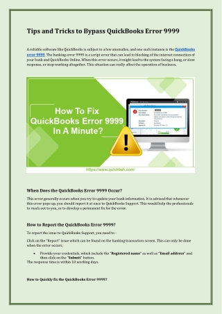 Tips and Tricks to Bypass QuickBooks Error 9999