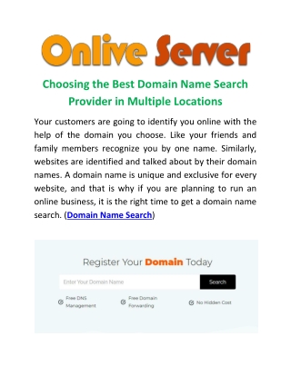 Choosing the Best Domain Name Search Provider in Multiple Locations