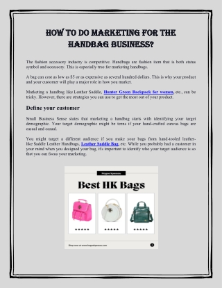 How to do marketing for the handbag business