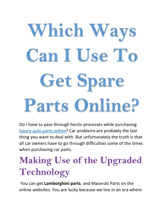 Which Ways Can I Use To Get Spare Parts Online