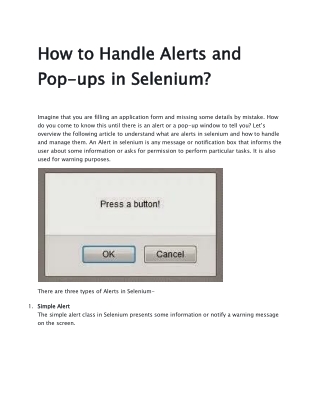 How to Handle Alerts and Pop-ups in Selenium?