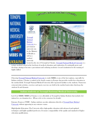 Ternopil National Medical University