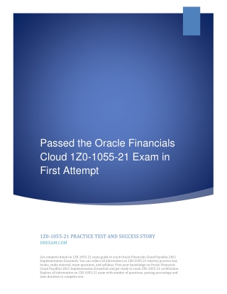 Passed the Oracle Financials Cloud 1Z0-1055-21 Exam in First Attempt