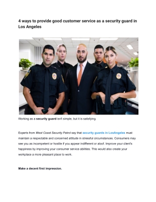 4 ways to provide good customer service as a security guard in Los Angeles