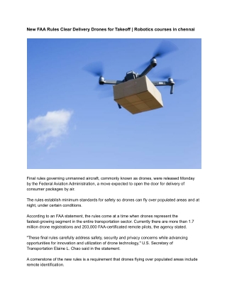 New FAA Rules Clear Delivery Drones for Takeoff _ Robotics courses in chennai