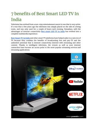 7 benefits of Best Smart LED TV In India