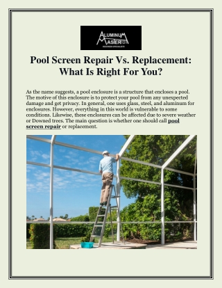 Naples Pool Screen Repair Service | Aluminum Master LLC