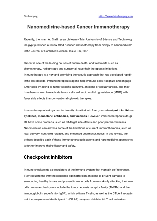 Nanomedicine-based Cancer Immunotherapy