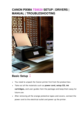Simple Settings And Easy Hacks To Solve Canon Pixma ts9520 Setups