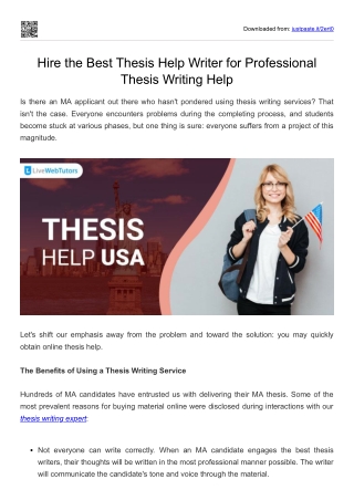 Hire the Best Thesis Help Writer for Professional Thesis Writing Help