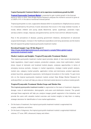Tropical Pyomyositis Treatment Market is set to experience revolutionary growth by 2029