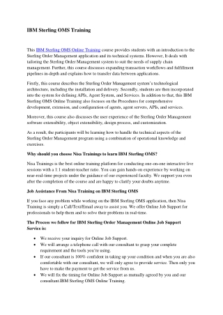 IBM Sterling OMS Training