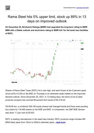 Rama Steel hits 5% upper limit, stock up 89% in 13 days on improved outlook