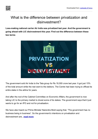 What is the difference between privatization and disinvestment