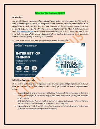 What Are The Features Of IOT?