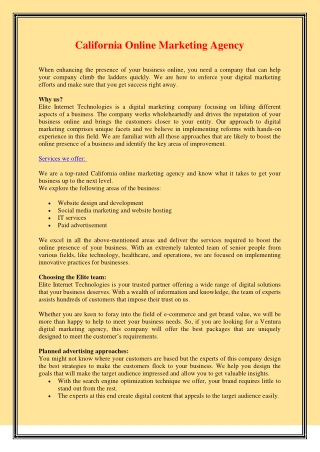 California Online Marketing Agency