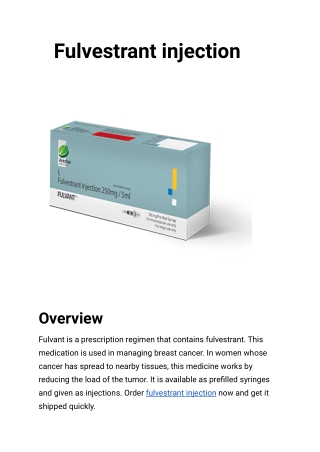 Buy Fulvestrant injection
