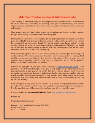 Make Your Wedding Day Special With Bridal Jewelry