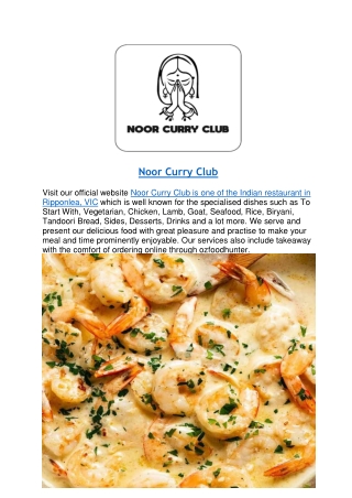 $5 off - Noor Indian Curry Club Ripponlea menu,VIC