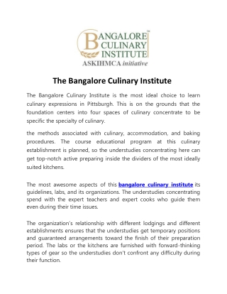 Bangalore Culinary Academy