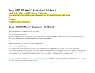 Devry HRM 598 Week 1 Discussion 1 & 2 Latest